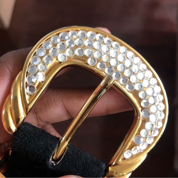 Vintage Cache Rhinestone Embellished Suede Leather Belt main image 4